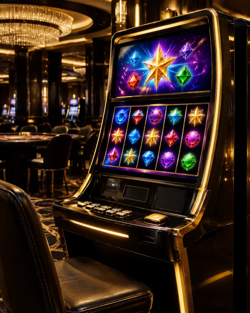 Mesin slot bertema permata di ruang casino